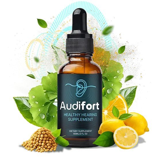 Audifort dietary supplement bottle with botanical ingredients